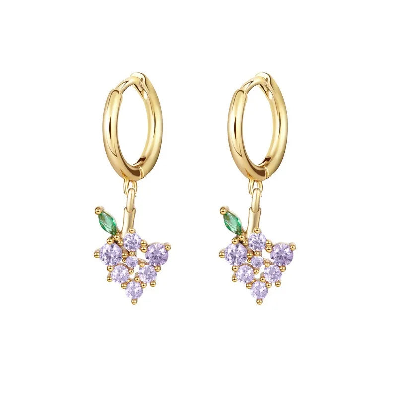 Fashion Cubic Zirconia Fruit Small Hoop Earrings for Women Stainless Steel Cherry Cartilage Piercing Earrings 2022 Trend Jewelry