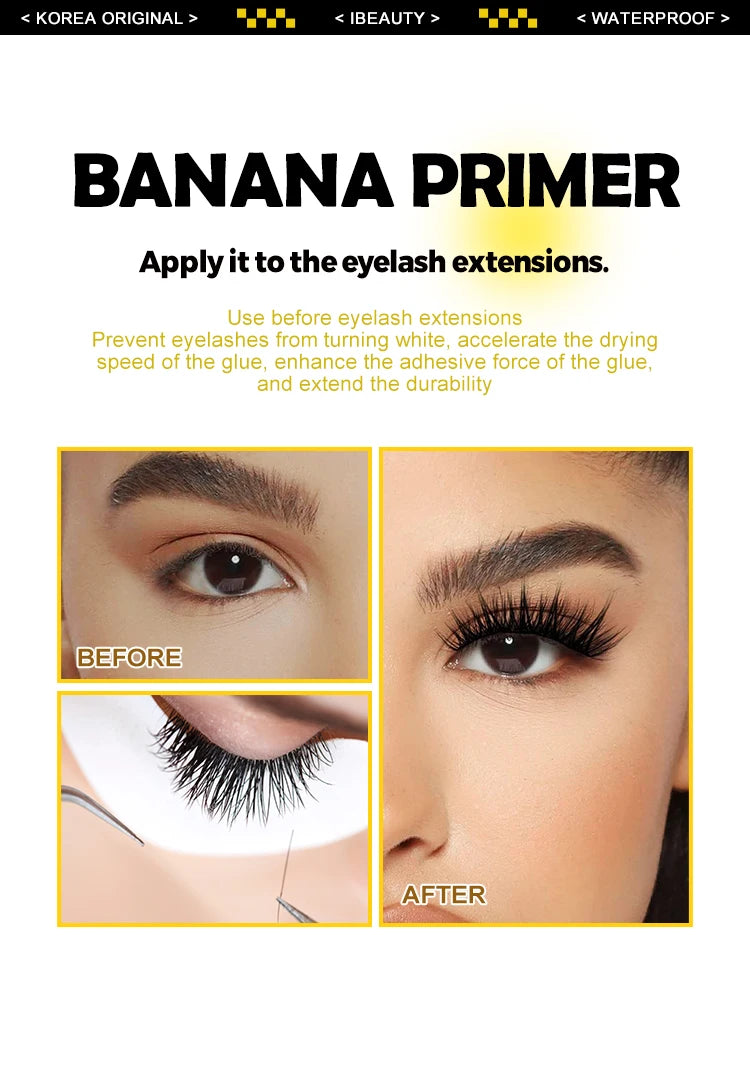 1 Bottle IBeauty Super Bonder Banana Primer Fake Eyelash Extension Long Lasting Korea Booster Strong Adhesive Makeup Tools