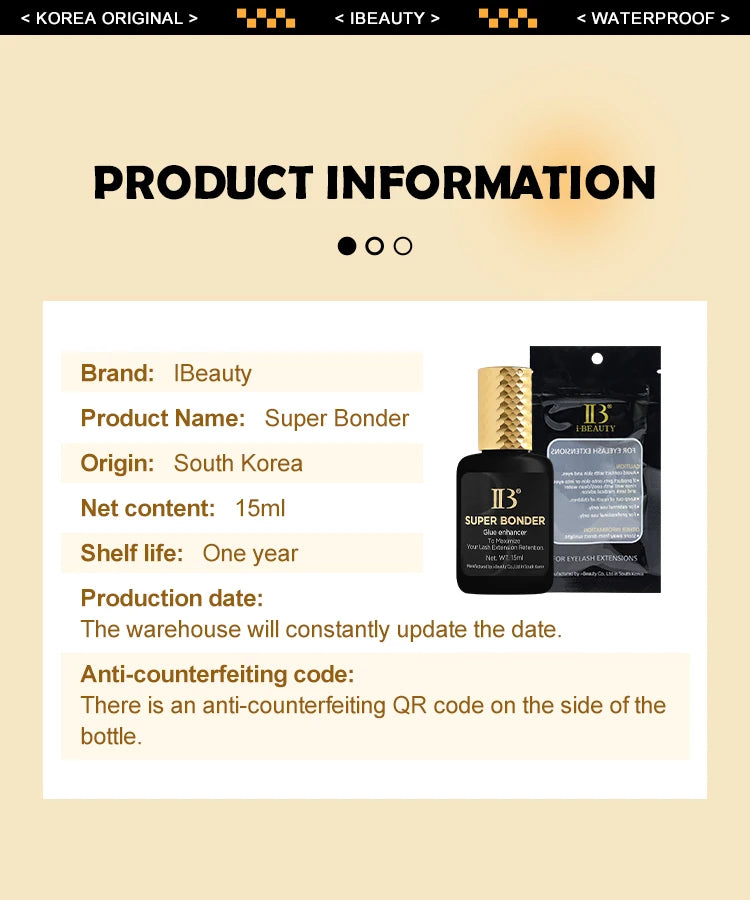 1 Bottle IBeauty Super Bonder Banana Primer Fake Eyelash Extension Long Lasting Korea Booster Strong Adhesive Makeup Tools