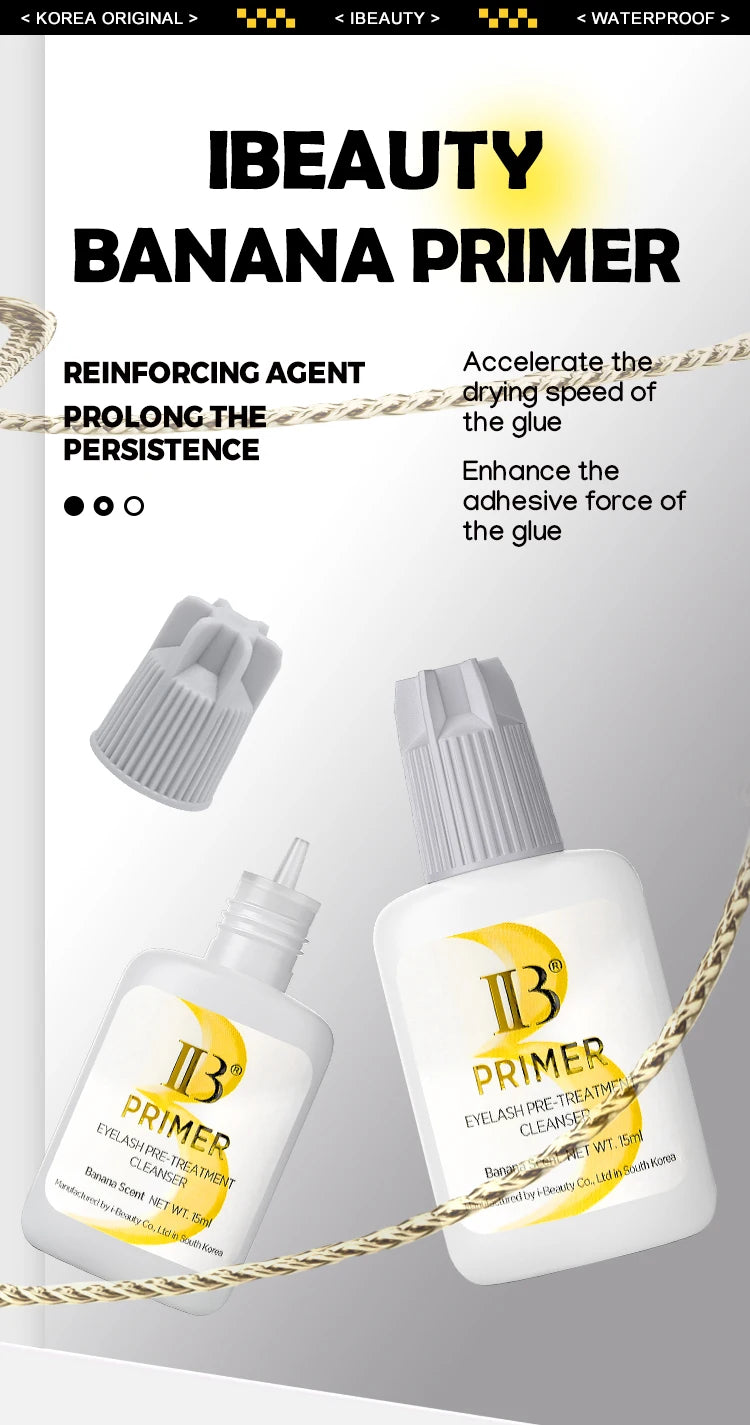1 Bottle IBeauty Super Bonder Banana Primer Fake Eyelash Extension Long Lasting Korea Booster Strong Adhesive Makeup Tools