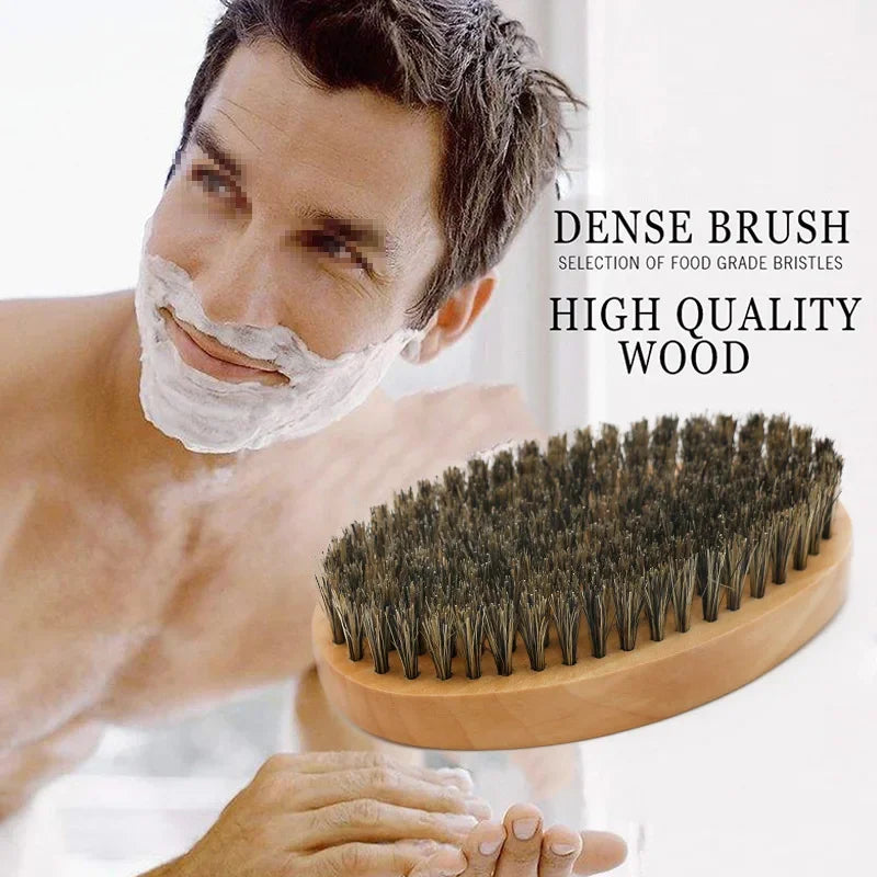 Hair Brush Boar Bristle For Men's Beard Brush Portable Shaving Comb Massage Hair Cleaning Brush for Facial Cleaning Styling Tool