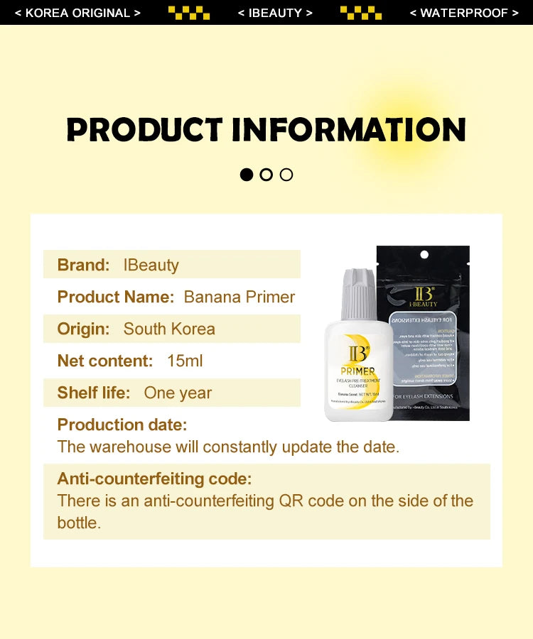 1 Bottle IBeauty Super Bonder Banana Primer Fake Eyelash Extension Long Lasting Korea Booster Strong Adhesive Makeup Tools