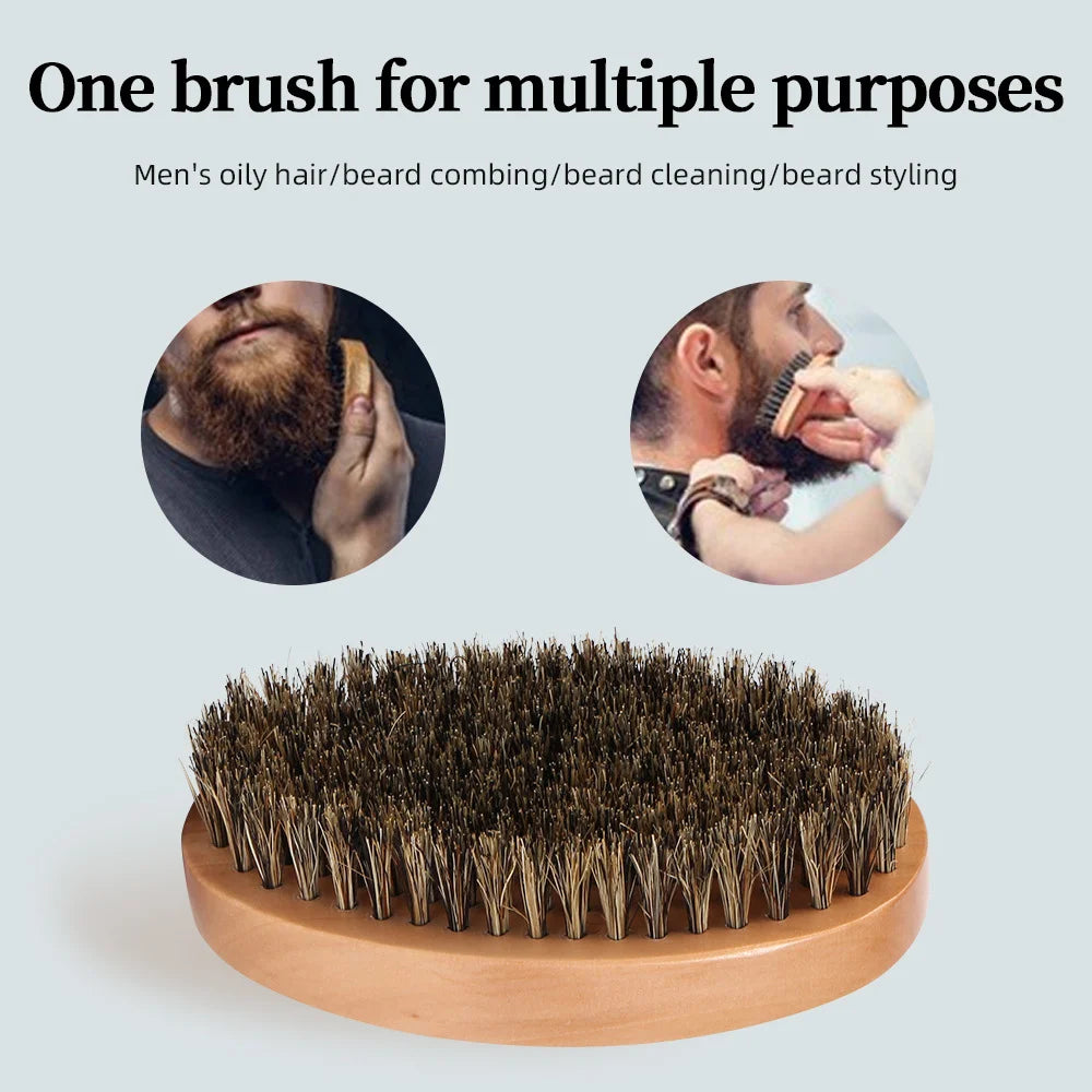 Hair Brush Boar Bristle For Men's Beard Brush Portable Shaving Comb Massage Hair Cleaning Brush for Facial Cleaning Styling Tool