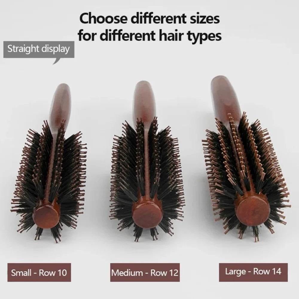 Boar Bristle Curly Hair Brush Women Wooden Hair Comb Anti-static Roller Hairbrush Barber Hairdressing Combs Salon Styling Tools