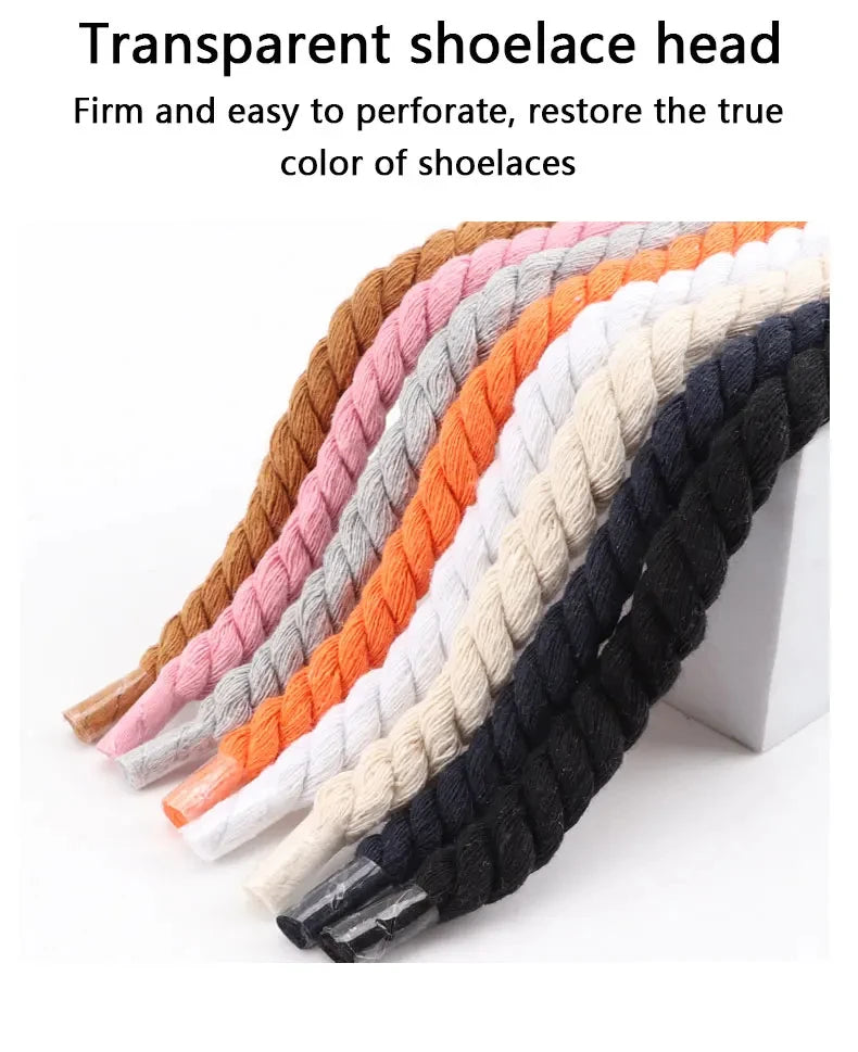 0.8CM Thick Round Shoelaces Quality solid color Cotton Shoelace Running Sneakers Laces 100/120/140CM Boots Shoelace 1Pair/2Pair