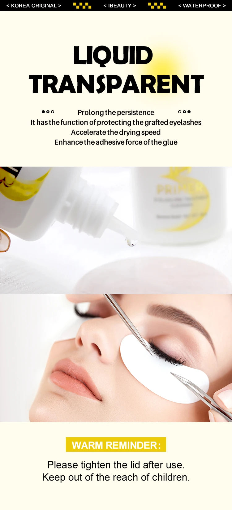 1 Bottle IBeauty Super Bonder Banana Primer Fake Eyelash Extension Long Lasting Korea Booster Strong Adhesive Makeup Tools