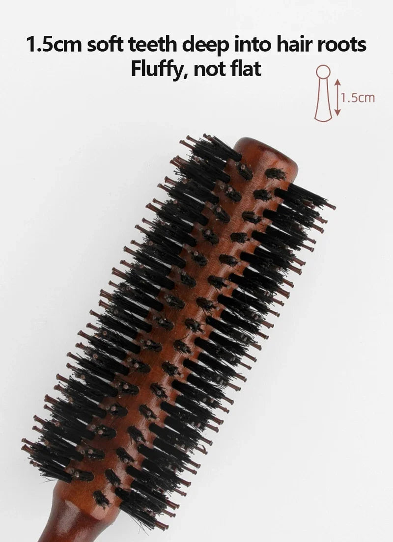 Boar Bristle Curly Hair Brush Women Wooden Hair Comb Anti-static Roller Hairbrush Barber Hairdressing Combs Salon Styling Tools