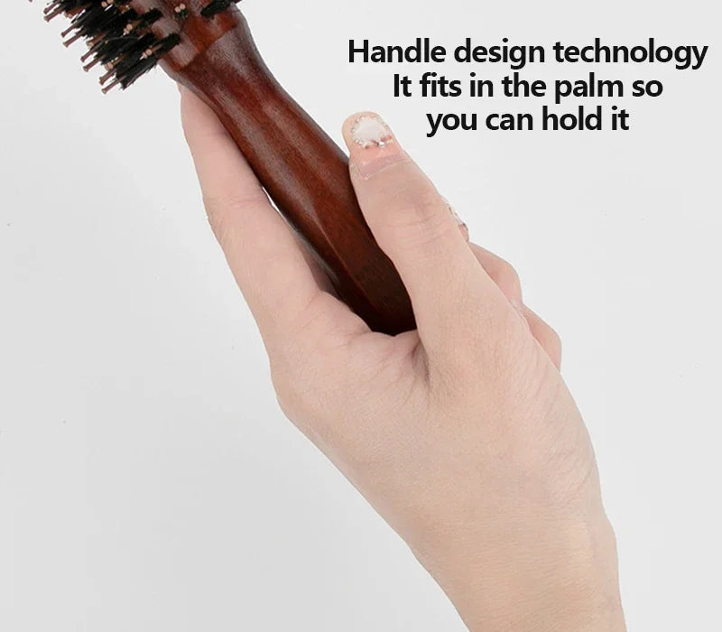 Boar Bristle Curly Hair Brush Women Wooden Hair Comb Anti-static Roller Hairbrush Barber Hairdressing Combs Salon Styling Tools