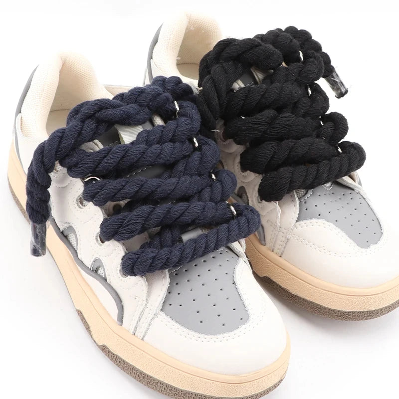 0.8CM Thick Round Shoelaces Quality solid color Cotton Shoelace Running Sneakers Laces 100/120/140CM Boots Shoelace 1Pair/2Pair