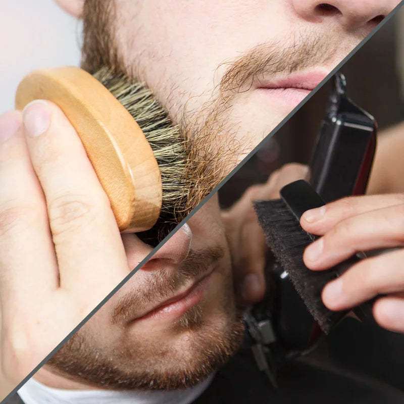 Hair Brush Boar Bristle For Men's Beard Brush Portable Shaving Comb Massage Hair Cleaning Brush for Facial Cleaning Styling Tool
