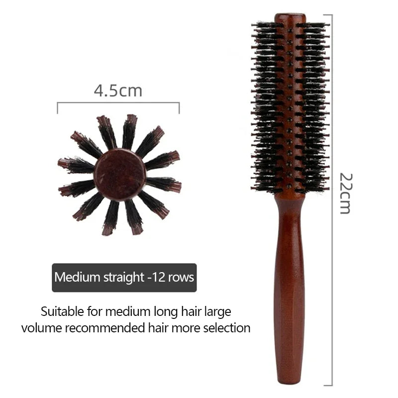 Boar Bristle Curly Hair Brush Women Wooden Hair Comb Anti-static Roller Hairbrush Barber Hairdressing Combs Salon Styling Tools