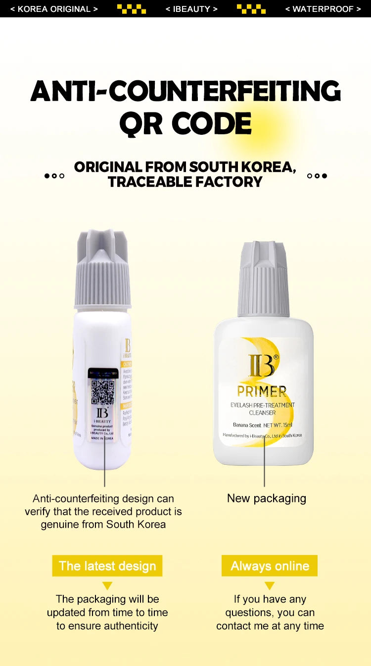 1 Bottle IBeauty Super Bonder Banana Primer Fake Eyelash Extension Long Lasting Korea Booster Strong Adhesive Makeup Tools
