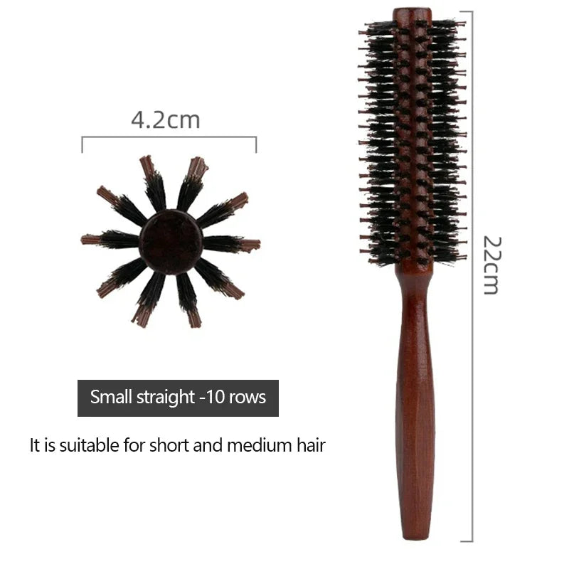 Boar Bristle Curly Hair Brush Women Wooden Hair Comb Anti-static Roller Hairbrush Barber Hairdressing Combs Salon Styling Tools