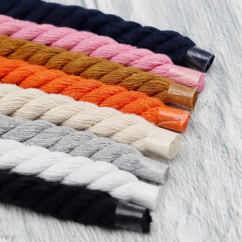 0.8CM Thick Round Shoelaces Quality solid color Cotton Shoelace Running Sneakers Laces 100/120/140CM Boots Shoelace 1Pair/2Pair